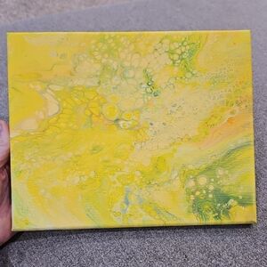 Abstract Yellow and Green Canvas Art